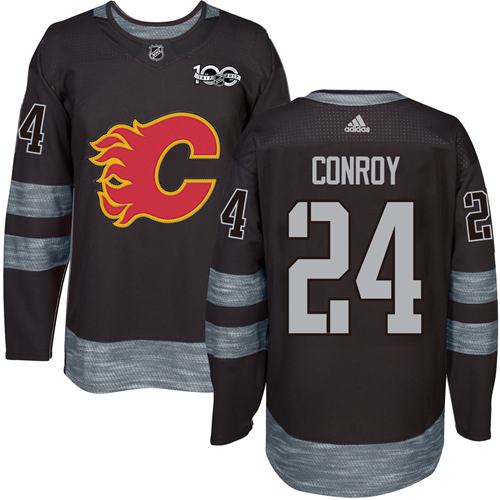 Adidas Flames #24 Craig Conroy Black 1917-100th Anniversary Stitched NHL Jersey